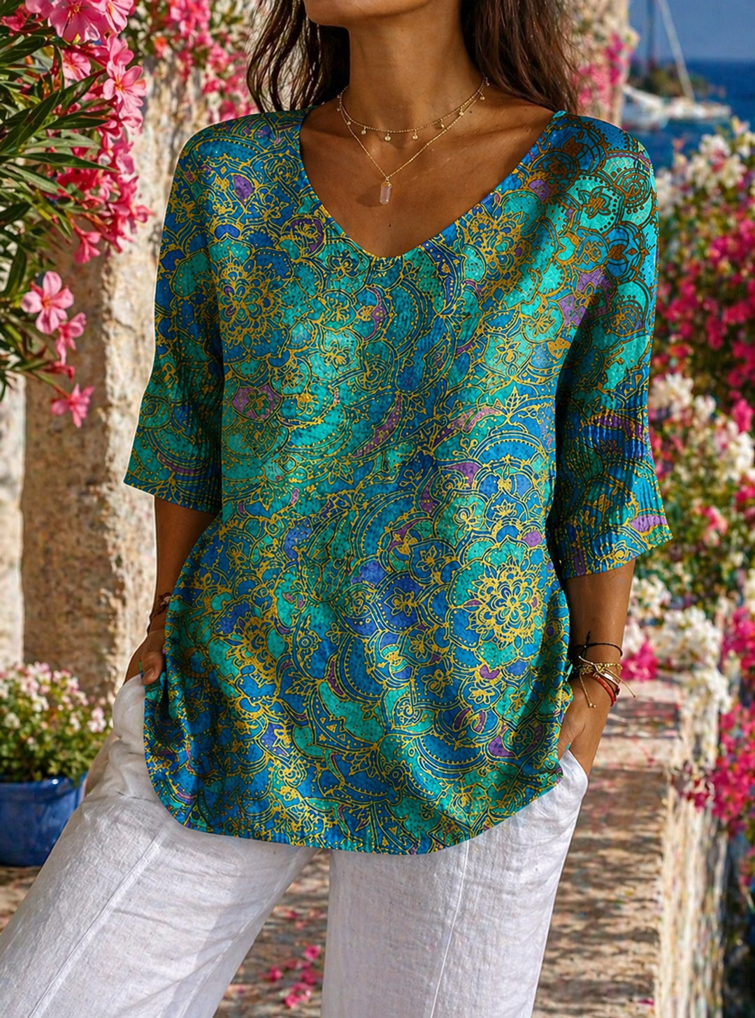 Julie - Camicia da donna con Riflessi Turchesi