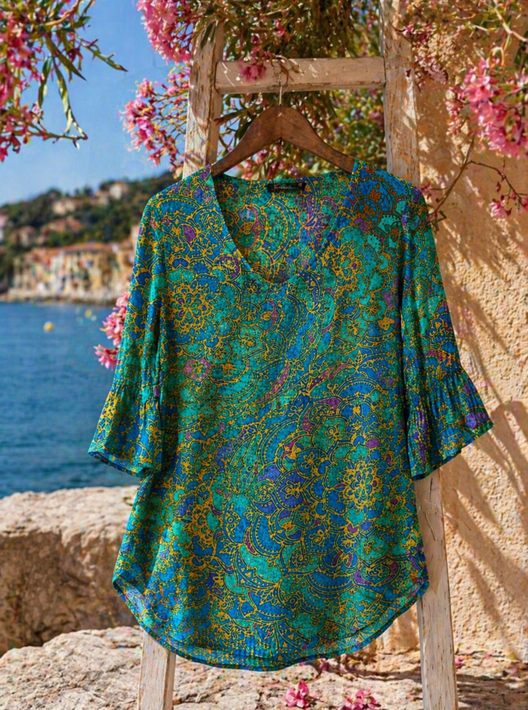 Julie - Camicia da donna con Riflessi Turchesi