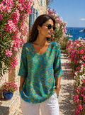 Julie - Camicia da donna con Riflessi Turchesi